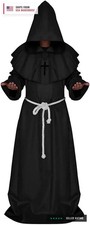 Friar Medieval Hooded Monk Renaissance Priest Robe Costume Cosplay picture