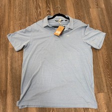 Travis Mathew Men's Heater Active Polo Golf Light Blue Eco Collection picture