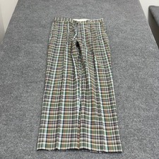 Vintage Alexandre London Pants Mens 36 Green Plaid Cotton Blend Trousers Retro picture