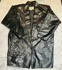 Vintage Golden Bear Leather Coat Mens Large Black Oxford Notch Lapel Formal Wear picture