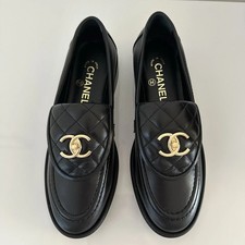CHAN EL Black Loafers Moccasin Quilted Flap Turnlock CC Logo Pumps Sizes35 to 40 picture