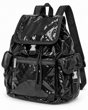 RARE LeSportsac Y2K Voyager Backpack Black Patent 7839 NWT Vintage Deadstock picture