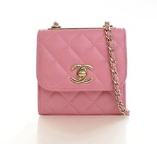 Authentic Chanel Pink Quilted Lambskin Mini Flap Crossbody Bag Gold Hardware picture