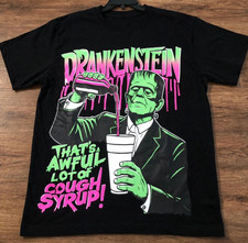 Halloween Men That's A Awful Lot Of Cough Syrup Drankenstein Black Graphic NWT picture