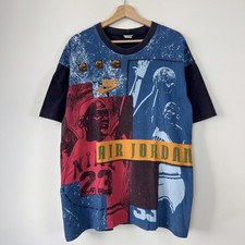 Vintage 90's Nike Michael Jordan AOP Art Single Stitch Black Tee Shirt - XL picture