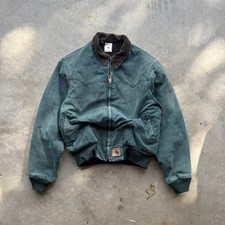 Vintage 1999 Carhartt Santa Fe J14HTG Hunter Green Faded Size large / Medium picture