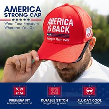 Red, America is Back, Trump-MAGA Style Adjustable Hat picture