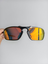 Oakley Badman X-Metal OO6020 Polarized Sunglasses Dark Gray Frame Red Iridium picture