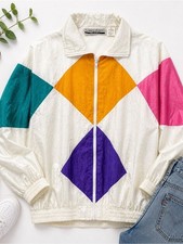 Vintage Longstreet Missy Colorblock Windbreaker Jacket Large 80s 90s Retro NWT picture