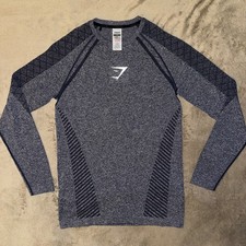 GYMSHARK Men’s Devant Seamless Long Sleeve T-Shirt in Heavy Blue - Size Large picture