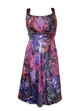 Suzi Chin Maggy Boutique Silk Dress Plus Size 16W Purple Pink Floral Party picture