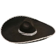 Kids Mexican Mariachi Black and Silver Sombrero Hat picture