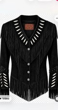 Beautiful vintage black suede beaded and fringe picture
