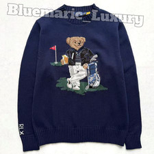POLO RALPH LAUREN Women's Navy Polo Bear 19 Hole Golf Sweater Size S NWT picture
