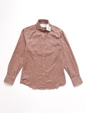 NWT Brunello Cucinelli Men's Dusty Rose Brown Geometric Print Slim Fit Shirt L picture
