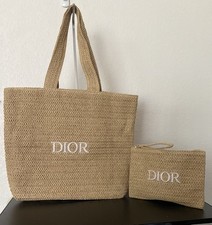 VIP Dior Beauty GWP Beige Straw Tote Bag & Pouch BUNDLE picture