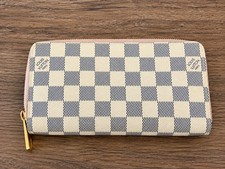 Authentic LOUIS VUITTON Damier Azur Coated Canvas Rose Ballerine Zippy Wallet picture
