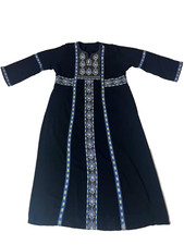 Traditional Palestinian Embroidered Thobe Dress Black Blue Floral Palestinian Ab picture