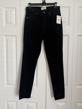 Free People We The Free Stella Velvet Skinny Pants High Rise Black Sz 28 NWT picture