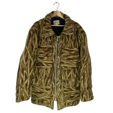 VTG Bush Fire Camo Fleece Hunting Jacket 1980s Outdoorsman Camouflage Sz Large picture