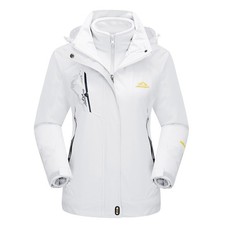 MAGCOMSEN Women's White Waterproof Jackets 3 1 Jacket Winter Ski Fleece Lined L picture