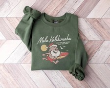 Retro Santa Sweatshirt Hawaiian Christmas Tropical Vacation Sweater Woman picture