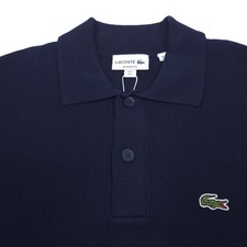 Lacoste Sweater Polo Shirt Mens (5) Large Relaxed Fit Navy Blue Short Sleeve picture