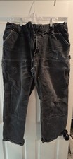 Distress Vintage Carhartt Work Pants Black Cotton Canvas 40x30 B01-BLK USA picture