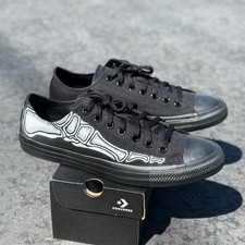 Customized Skeleton Feet on All Black Converse Low Top Shoes for Men and Women picture