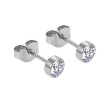 1 Pair G23 Titanium Stud Earrings Set 3mm, 4mm, 5mm, 6mm, Silver picture