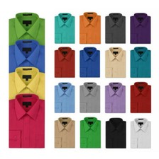 NEW Omega Italy Men's Dress Shirt Long Sleeve Solid Color Regular Fit 15 Colors picture