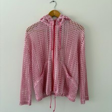 PLEATS PLEASE ISSEY MIYAKE (Japan): Open Knit Mesh Zip Up Hoodie sz 3 picture