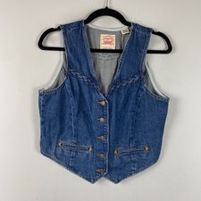 Levi's Braided Denim Vest Womens Size Small Blue Western Retro Cowgirl picture