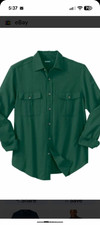 KingSize Men's Green Solid Button-Up Long Sleeve Shirt 5XLT Big & Tall picture