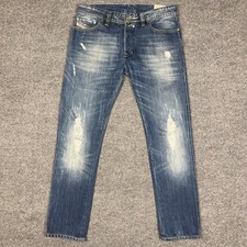 Diesel Safado Jeans Mens 32x30 Blue Medium Wash Slim Straight Distressed Denim picture