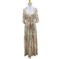 Lovestitch Dress Womens S Small Multi Floral Button Up Tiered V Neck 2 Pc Maxi picture