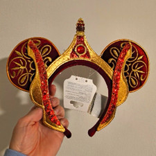 Disney Star Wars Minnie Ears Headband Red/Gold Fabric Embroidered Beaded picture