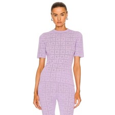Givenchy 4G Monogram Jacquard Sweater Violet Mauve NWT Size M picture