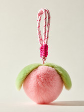 Cute Fluffy Peach Bag Charm Soft Fuzzy Fruit Pendant Keychain for Purse Backpack picture
