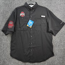 Ohio State Buckeyes Columbia PFG Shirt Mens Small Black Tamiami Ripstop Vent NEW picture