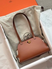 AUTH Hermès Tabiler Sellier Two Tone Leather Gold Hardware Shoulder Handbag picture