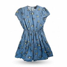 Disney Her Universe Mickey Mouse Pluto Chambray Tiered Dress Blue Kids Small S picture