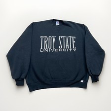 Vintage Troy State University Sweatshirt Mens XL Black Fleece 90s Trojans picture