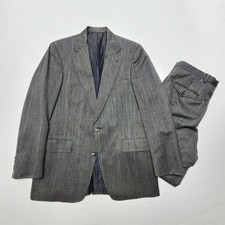VTG USA MADE Austin Reed 42L 34x34 Gray Birdseye Windowpane Wool Mens Suit picture