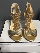 Alex Marie Gold Beaded Fringe Heels - Size 9 - New in Box picture