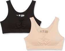 Fruit of the Loom Women's 2-Pack Shirred Front Sport Bra size 34 sand/black picture