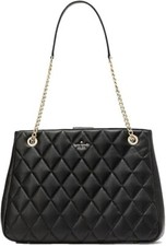 Authentic New  Kate Spade NY Carey Large Black Quilted Leather Tote Bag Purse picture