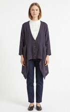 Blue Fish M L Heavy Hemp Cardigan Coat Jacket Indigo Lagenlook Oversized Fairy picture