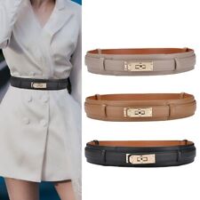 Real Leather Waist Belt Gold Metal Buckle Dresses Coats Waistband Adjustable picture