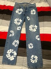 DENIM TEARS x Levi's Men's Straight Fit Floral Jeans Blue/White 5-Pocket picture